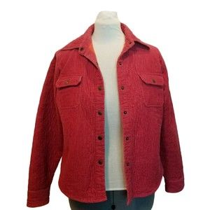 Cabi Size L Quilted Corduroy Jacket Dusty Red Snap Closure